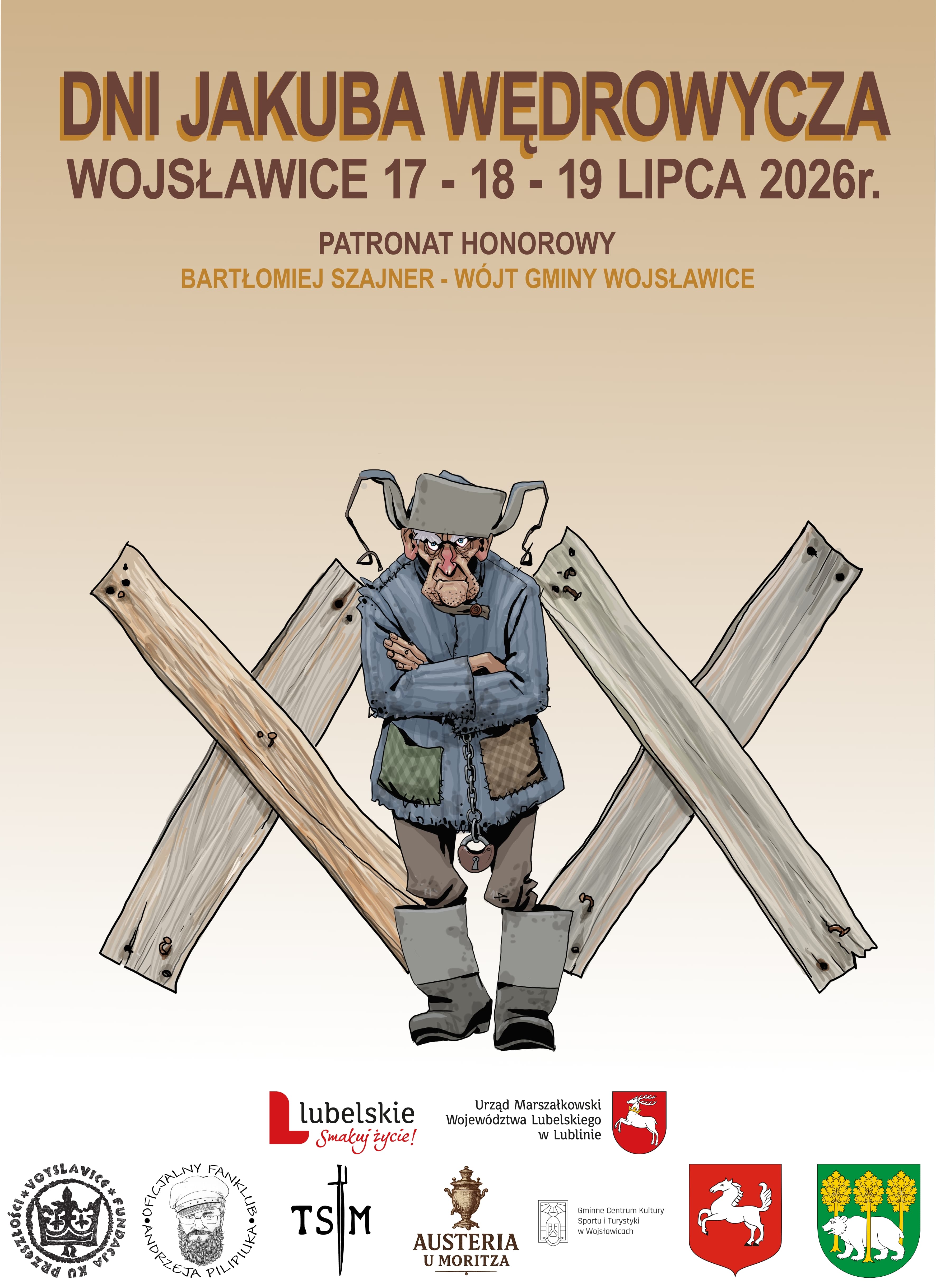Plakat XIX Dni Jakuba Wędrowycza, Wojsławice, 17–19 lipca 2026